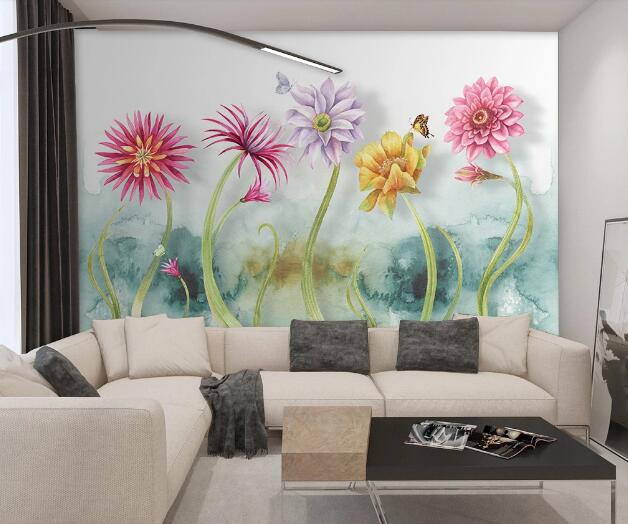 3D Chrysanthemum Lotus WC1115 Wall Murals