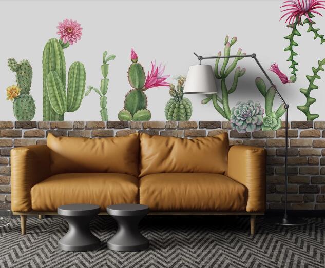 3D Brick Cactus WC1114 Wall Murals