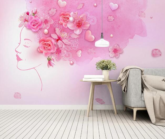 3D Woman Plum WC1051 Wall Murals