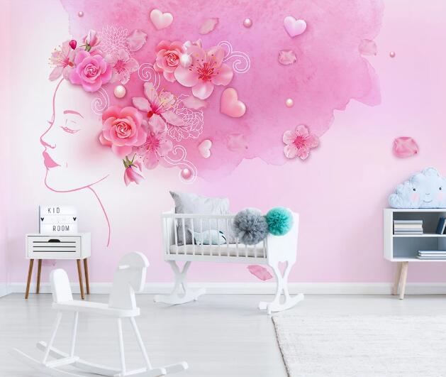 3D Woman Plum WC1051 Wall Murals