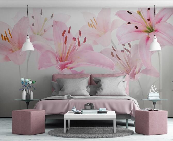 3D Pink Tulip WC1038 Wall Murals