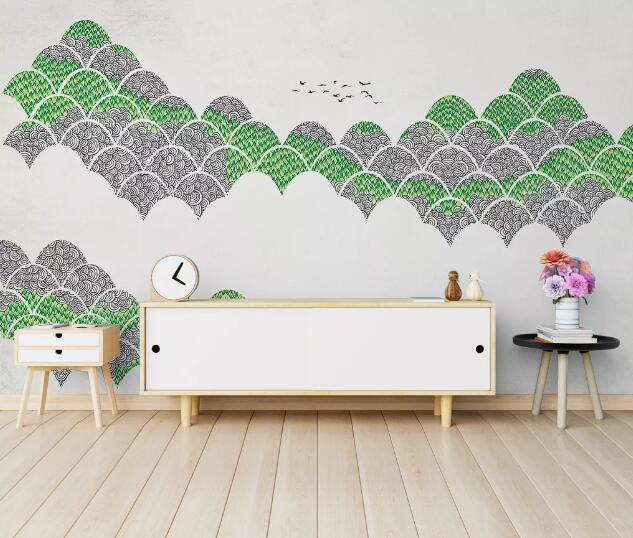 3D Green Semicircle WC964 Wall Murals