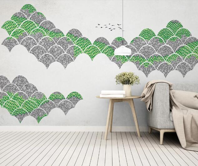 3D Green Semicircle WC964 Wall Murals