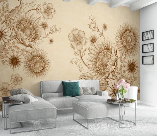 3D Sunflower Flower WC938 Wall Murals