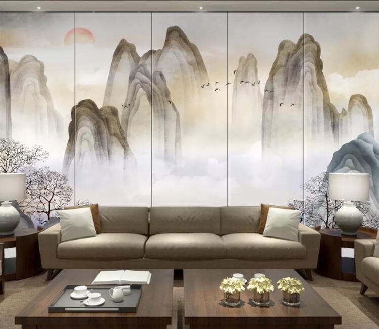 3D Cliff Tree Hill WC2732 Wall Murals