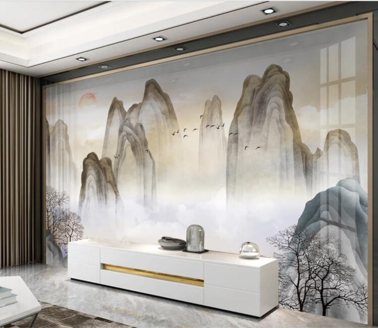 3D Cliff Tree Hill WC2732 Wall Murals