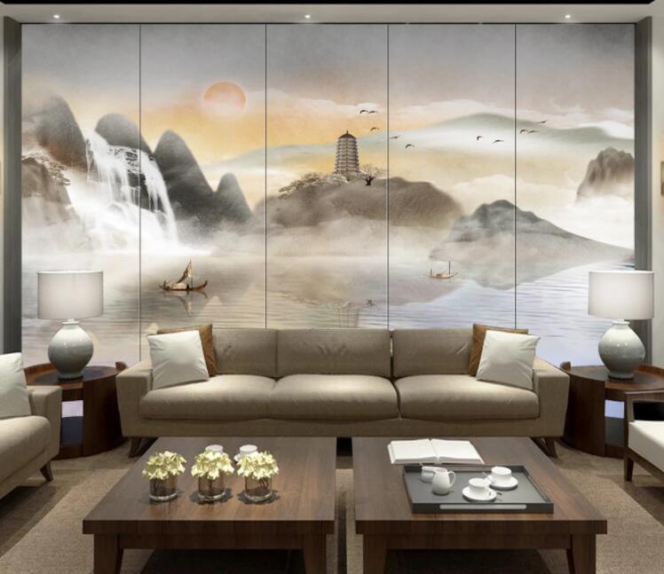 3D Waterfall Tower WC2703 Wall Murals