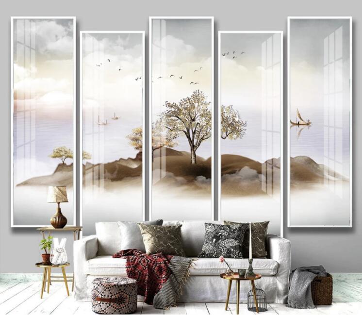 3D Tree Boat WC2692 Wall Murals