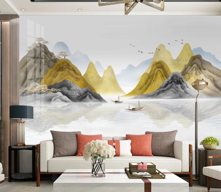 3D Yellow Mountain WC2565 Wall Murals