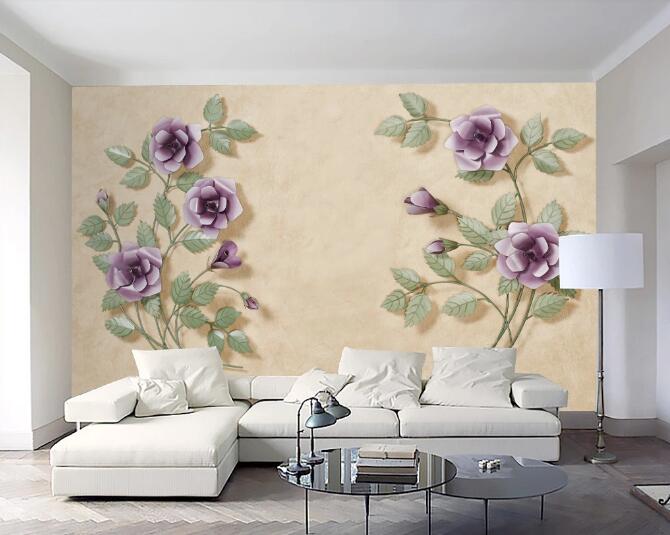 3D Purple Flower WC260 Wall Murals