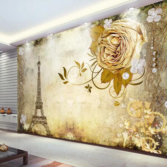 3D Yellow Tower Rose WC223 Wall Murals