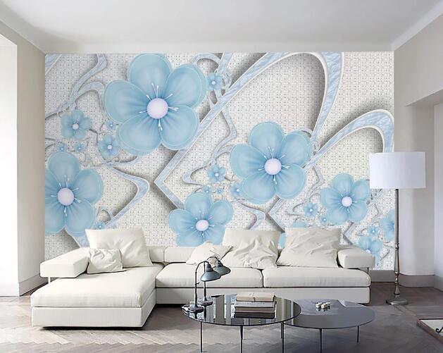 3D Blue Flower WC215 Wall Murals