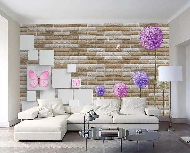 3D Violet Butterfly WC213 Wall Murals