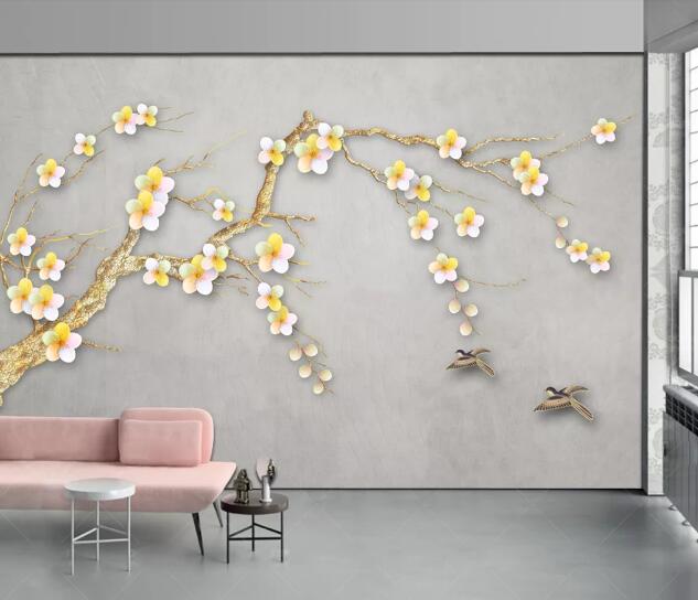 3D Yellow Plum WC1105 Wall Murals