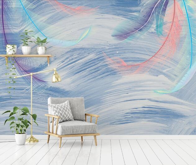 3D Colored Feathers WC1249 Wall Murals