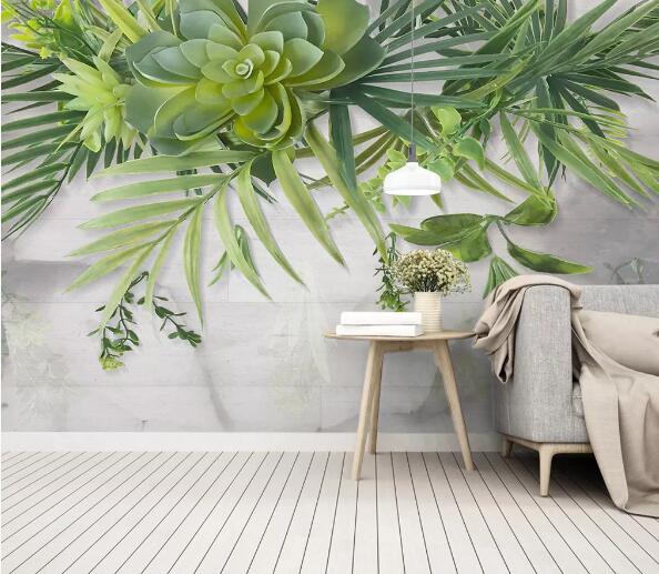 3D Green Succulents WC12436 Wall Murals