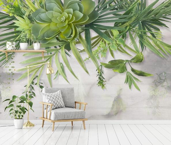 3D Green Succulents WC12436 Wall Murals