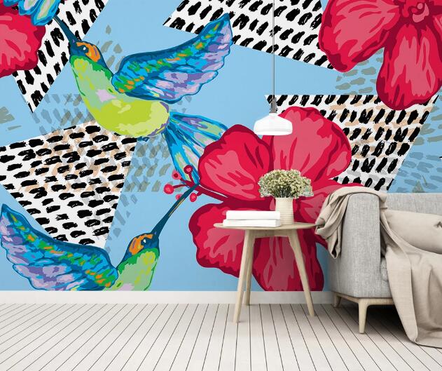 3D Flower Bird WC1235 Wall Murals