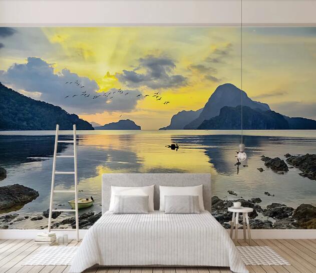 3D Mountain Sea WC1224 Wall Murals