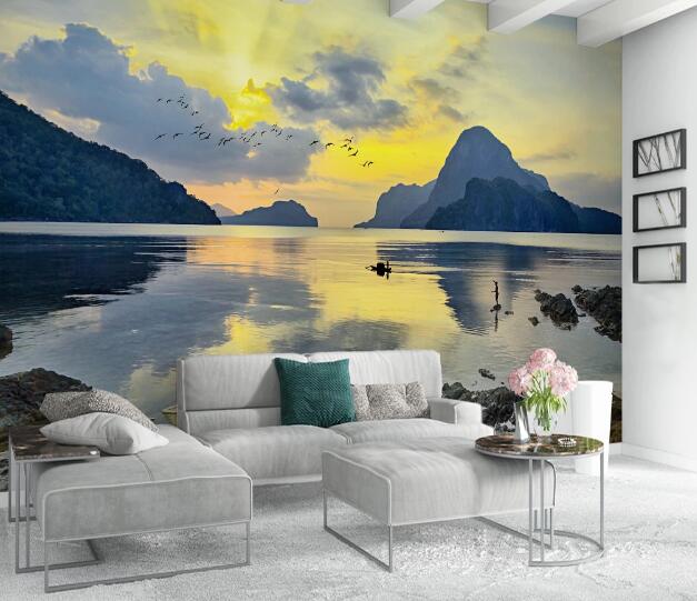 3D Mountain Sea WC1224 Wall Murals