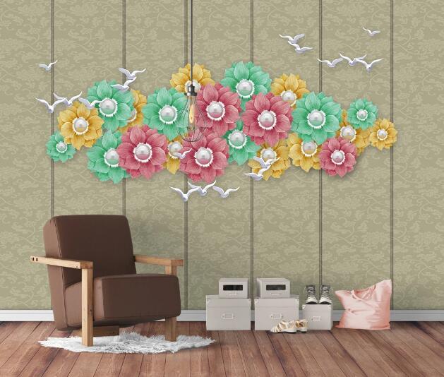 3D Color Lotus Flower WC1236 Wall Murals