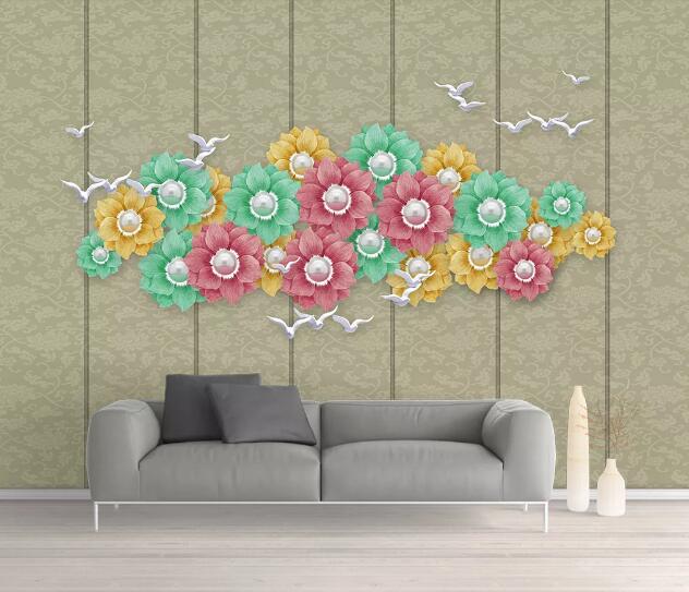 3D Color Lotus Flower WC1236 Wall Murals