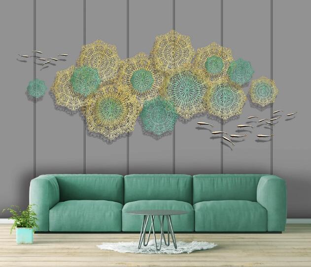 3D Lotus Leaf Decoration WC1215 Wall Murals