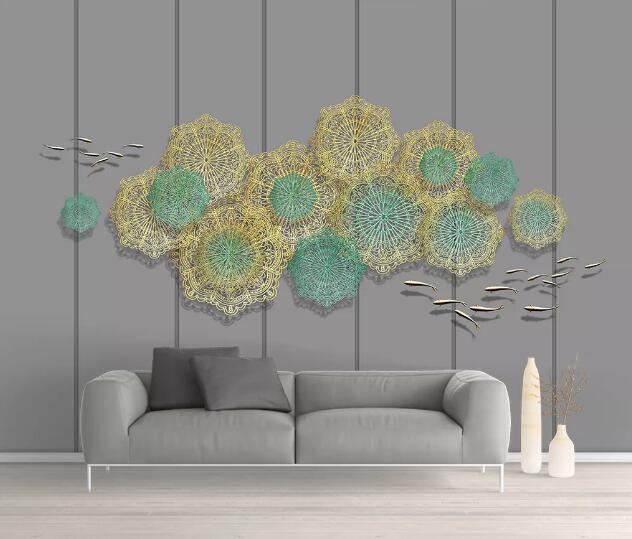 3D Lotus Leaf Decoration WC1215 Wall Murals