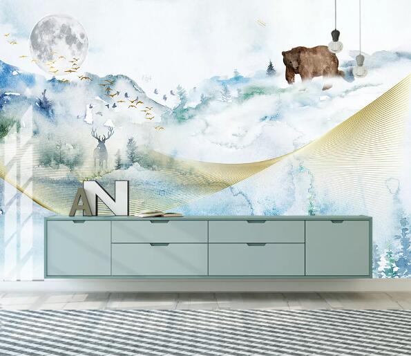 3D Moon Bear WC1180 Wall Murals