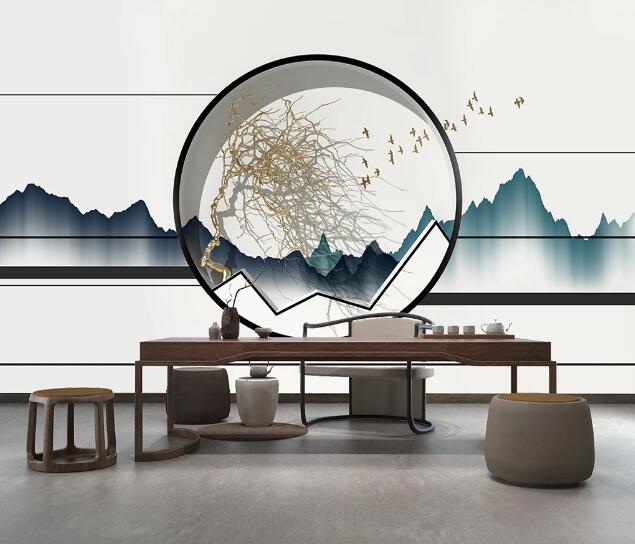 3D Ink Mountain WC1918 Wall Murals