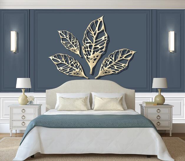 3D Golden Leaves WC1677 Wall Murals