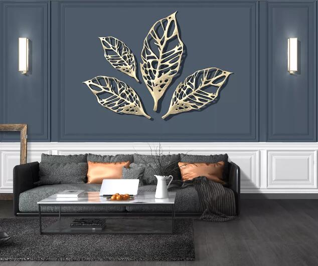 3D Golden Leaves WC1677 Wall Murals