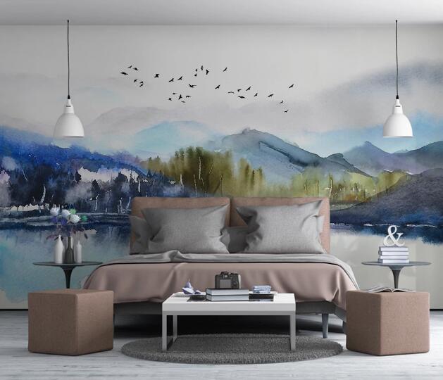 3D Blue Mountain WC1258 Wall Murals