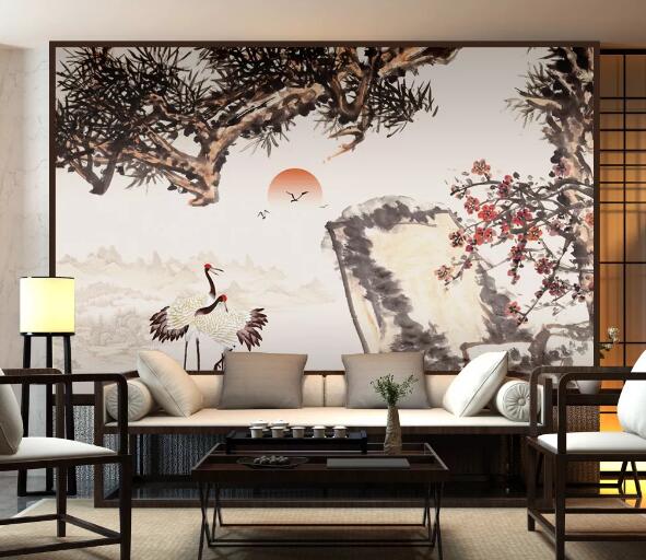 3D Crane Flower WC912 Wall Murals