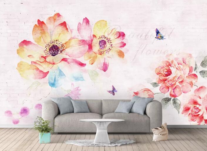 3D Red Peony WC830 Wall Murals