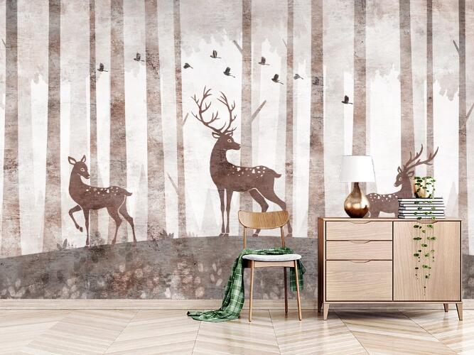 3D Sika Deer Pattern WC828 Wall Murals