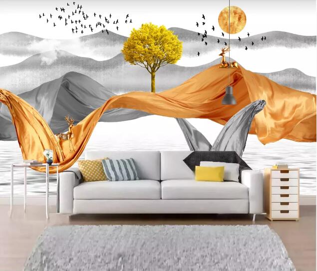 3D Yellow Tree WC2413 Wall Murals