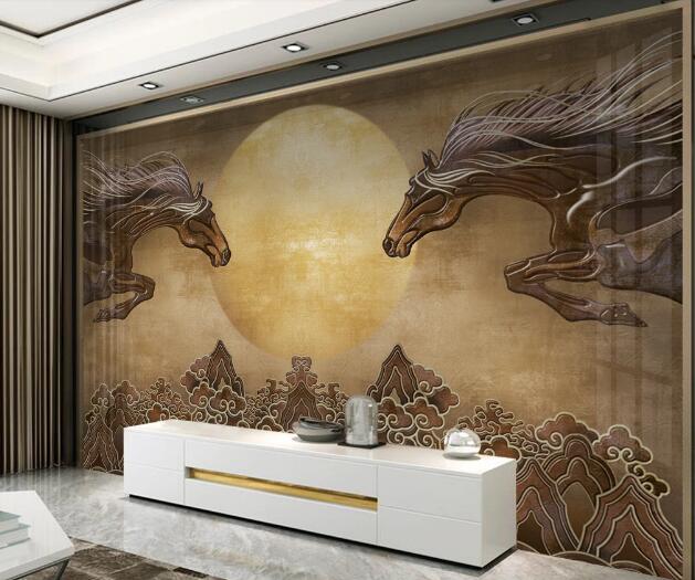 3D Moon Horse WC2387 Wall Murals