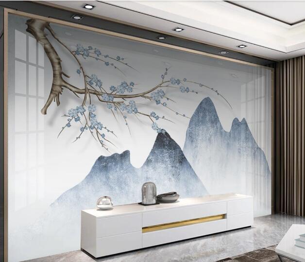 3D Blue Plum WC2384 Wall Murals