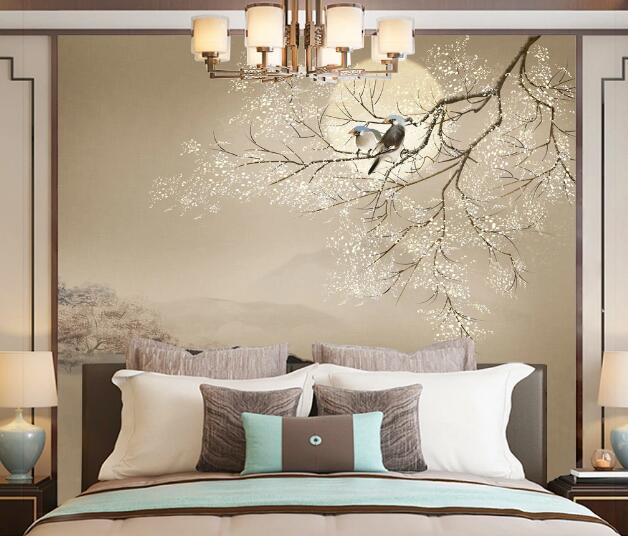 3D Moon Fat Bird WC1671 Wall Murals