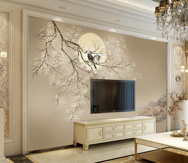 3D Moon Fat Bird WC1671 Wall Murals