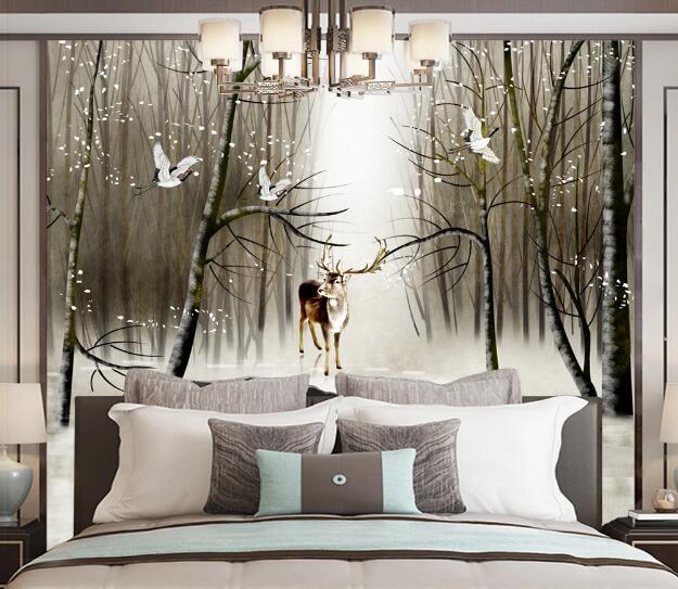 3D Forest Crane WC1599 Wall Murals