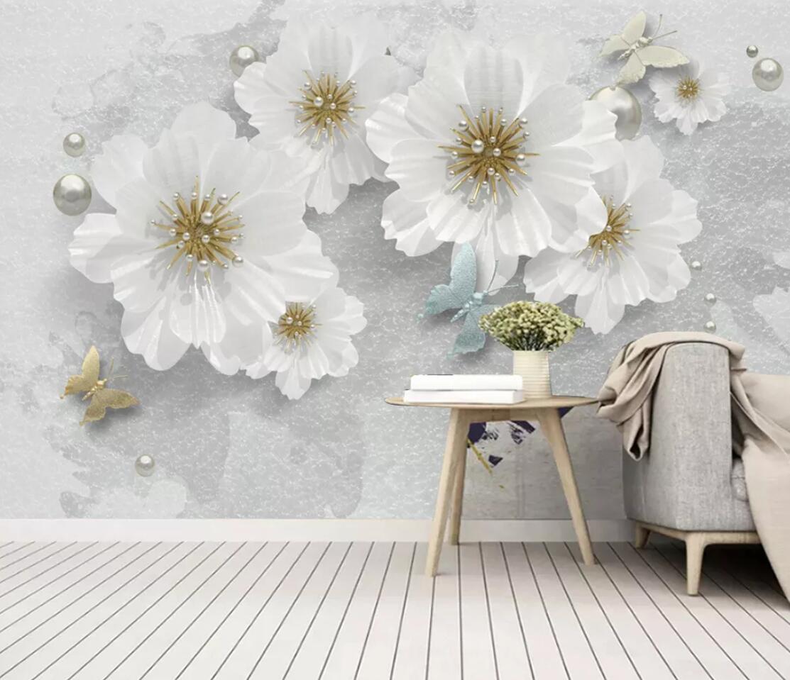 3D Jade Flower WC2782 Wall Murals