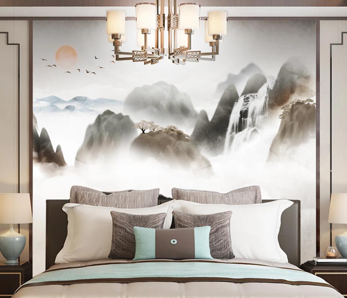 3D Waterfall Mountain WC1586 Wall Murals