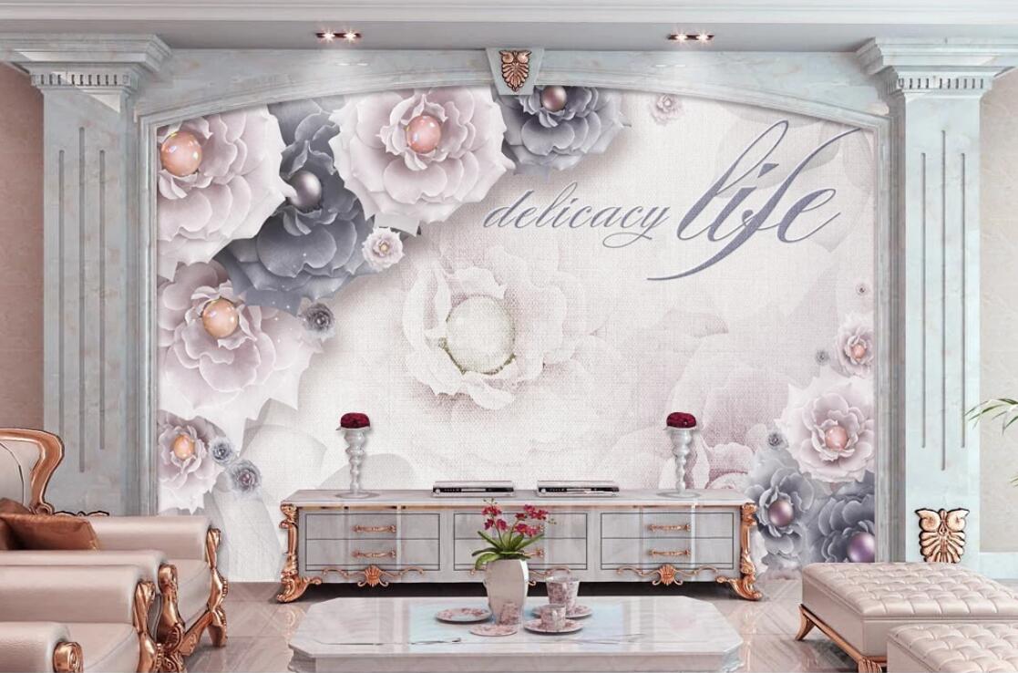 3D Purple Flower WC236 Wall Murals