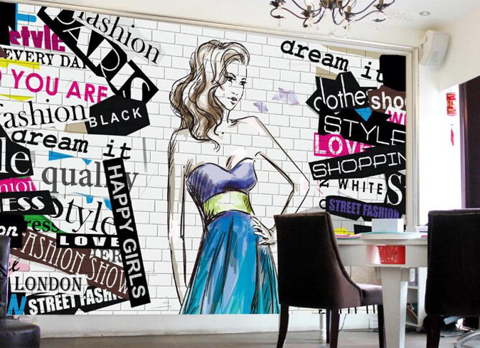 3D Blue Skirt 1603 Wall Murals