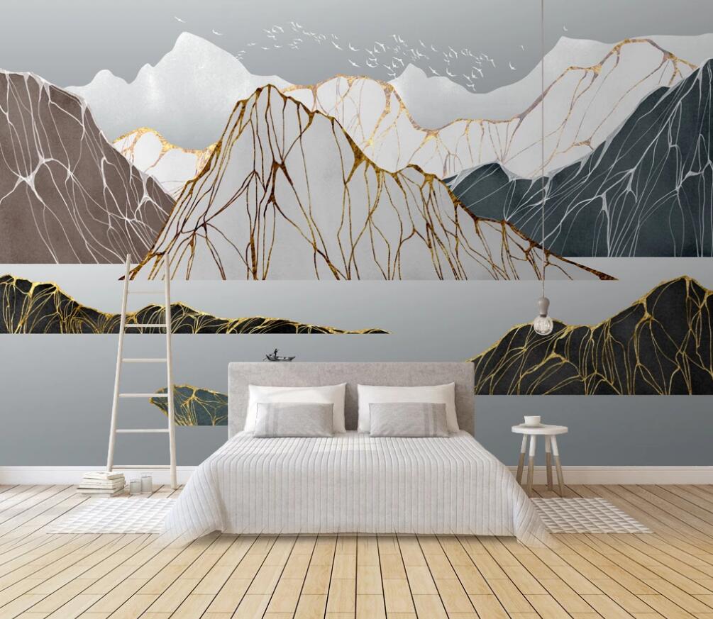 3D Five-color Cascading Mountains 1676 Wall Murals