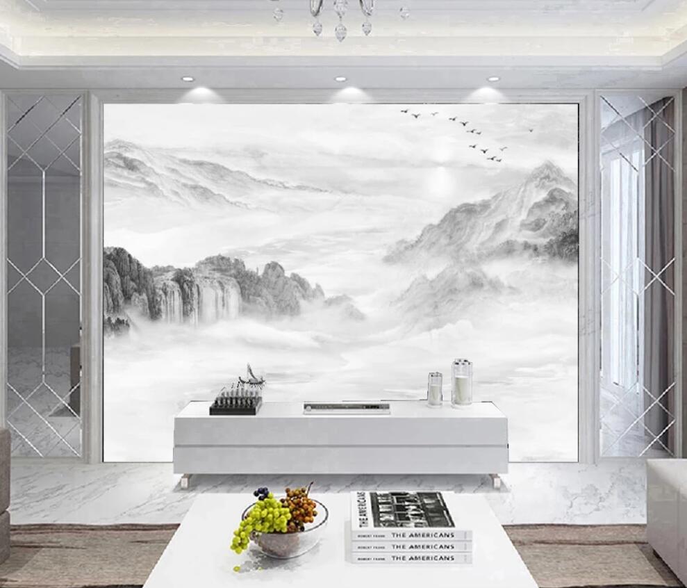 3D Serene Pale Ink Landscape 1660 Wall Murals