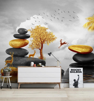 3D Golden Happiness 1651 Wall Murals