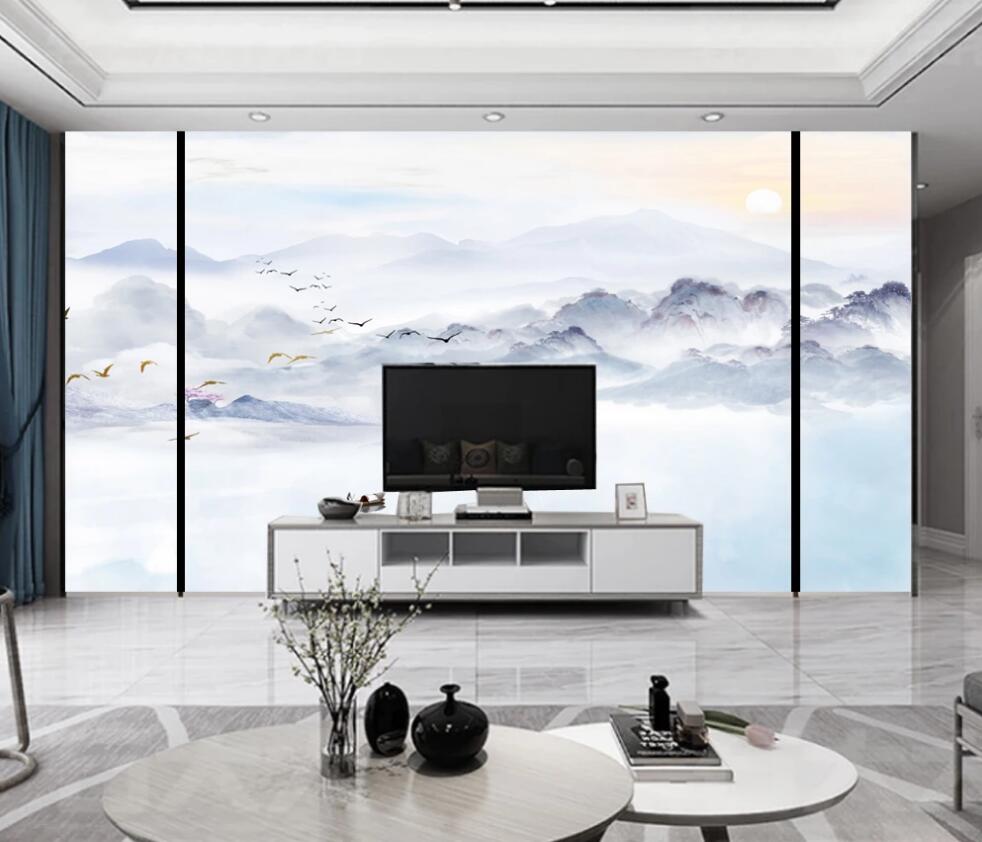 3D Light Blue Hazy Continuous 1593 Wall Murals